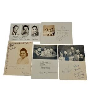 Junk Drawer Lot of 5 Vtg Monochrome Christmas Holiday Cards 5.5" x 3.5" B & W